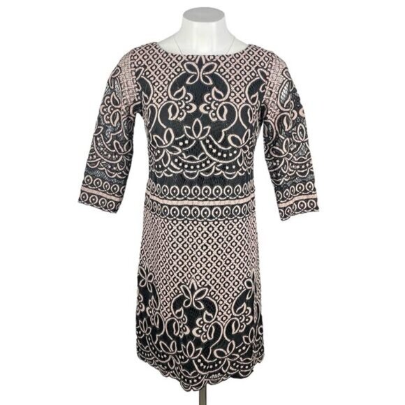Eliza J Dresses & Skirts - ELIZA J Lace Overlay Cocktail Sheath Dress Sz 4 Nude Pink Black
